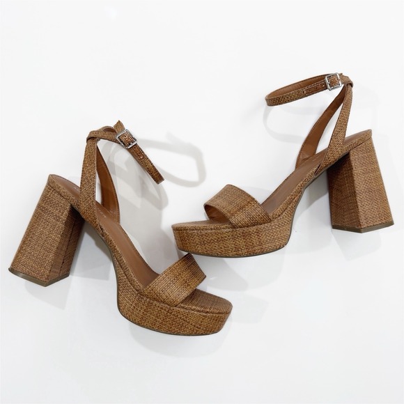 Marc Fisher Shoes - Marc Fisher Heels Womens 9.5 Brown Ankle Strap Platform Sandals Chunky Heel Boho